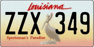 LA license plate ZZX349