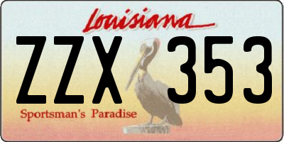 LA license plate ZZX353