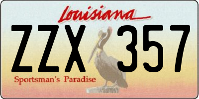 LA license plate ZZX357