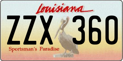 LA license plate ZZX360