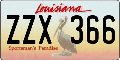 LA license plate ZZX366