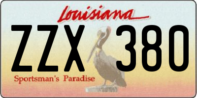 LA license plate ZZX380