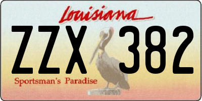 LA license plate ZZX382
