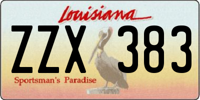 LA license plate ZZX383