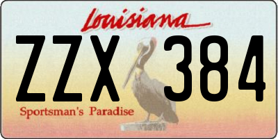 LA license plate ZZX384
