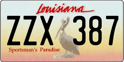 LA license plate ZZX387