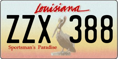 LA license plate ZZX388