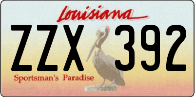 LA license plate ZZX392