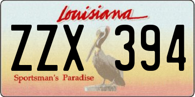 LA license plate ZZX394