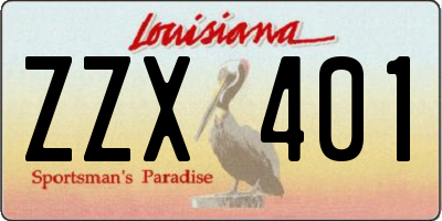 LA license plate ZZX401