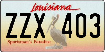 LA license plate ZZX403