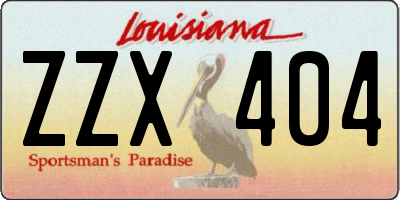 LA license plate ZZX404