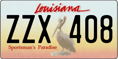 LA license plate ZZX408