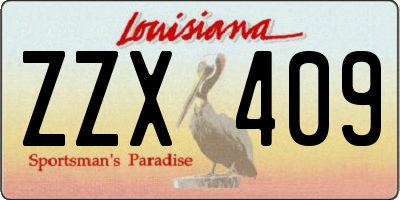 LA license plate ZZX409