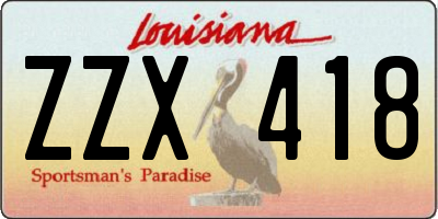 LA license plate ZZX418