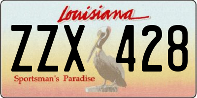 LA license plate ZZX428