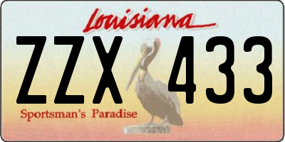 LA license plate ZZX433