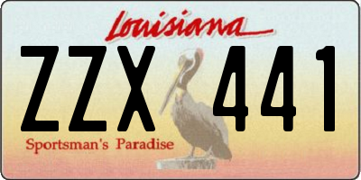 LA license plate ZZX441