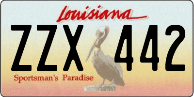 LA license plate ZZX442