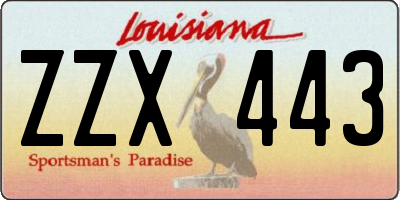 LA license plate ZZX443