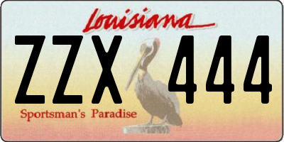 LA license plate ZZX444