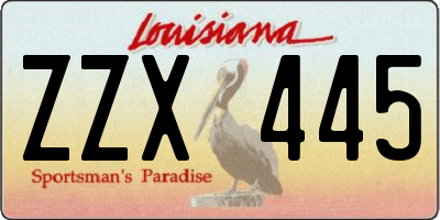 LA license plate ZZX445