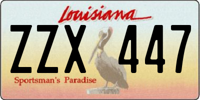 LA license plate ZZX447