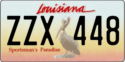 LA license plate ZZX448
