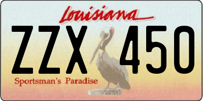 LA license plate ZZX450