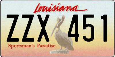 LA license plate ZZX451