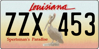 LA license plate ZZX453