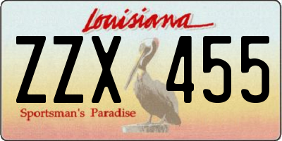 LA license plate ZZX455