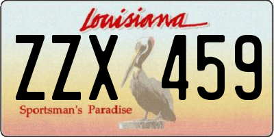 LA license plate ZZX459