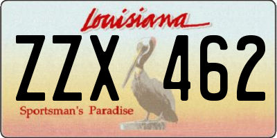 LA license plate ZZX462