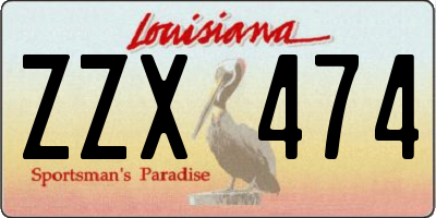 LA license plate ZZX474