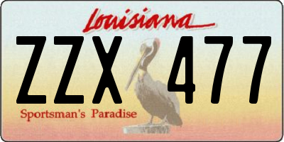 LA license plate ZZX477