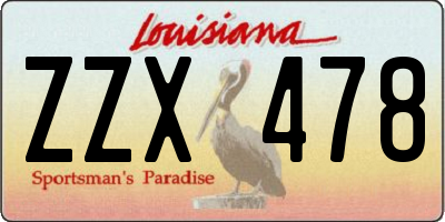 LA license plate ZZX478