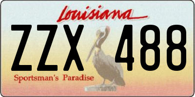 LA license plate ZZX488