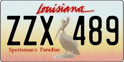 LA license plate ZZX489