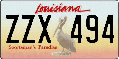 LA license plate ZZX494
