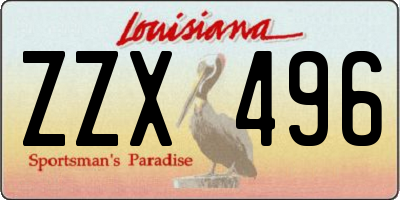 LA license plate ZZX496