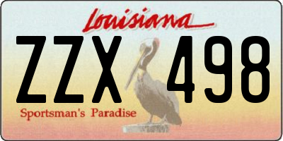 LA license plate ZZX498