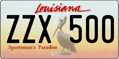 LA license plate ZZX500