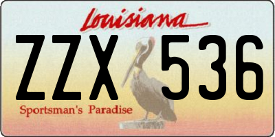 LA license plate ZZX536