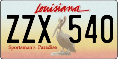 LA license plate ZZX540