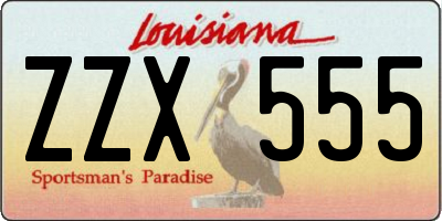 LA license plate ZZX555