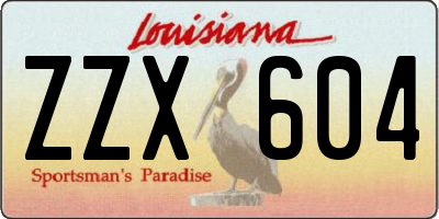 LA license plate ZZX604