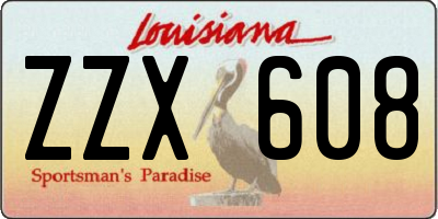 LA license plate ZZX608