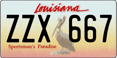 LA license plate ZZX667
