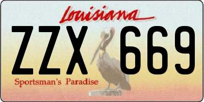 LA license plate ZZX669